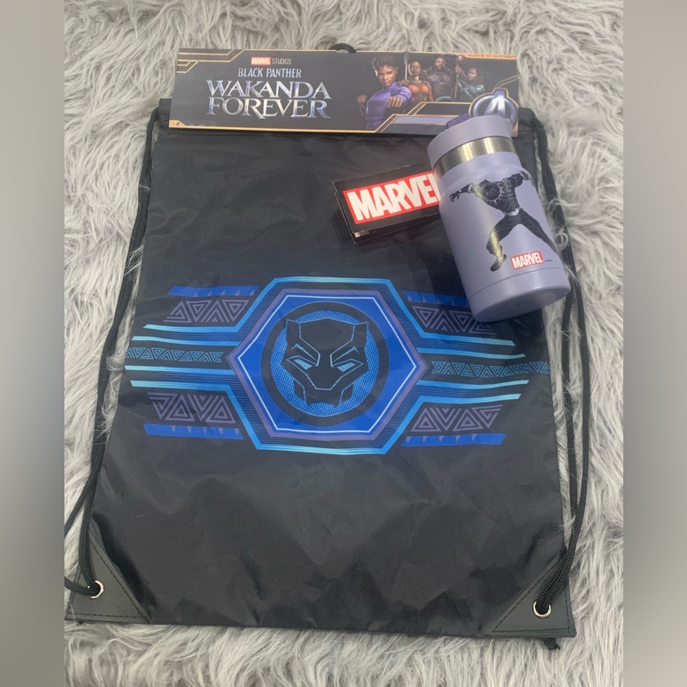 Disney Marvel Black Panther gym bag and insulated cup 2pc bundle set new